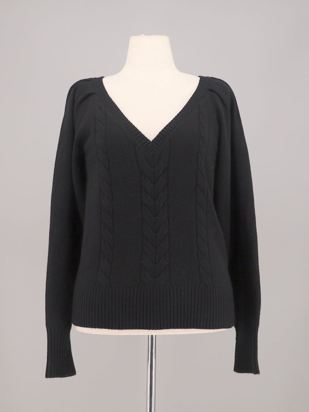 MADEWELL Merino Wool V-Neck Pullover Sweater in Black Size L